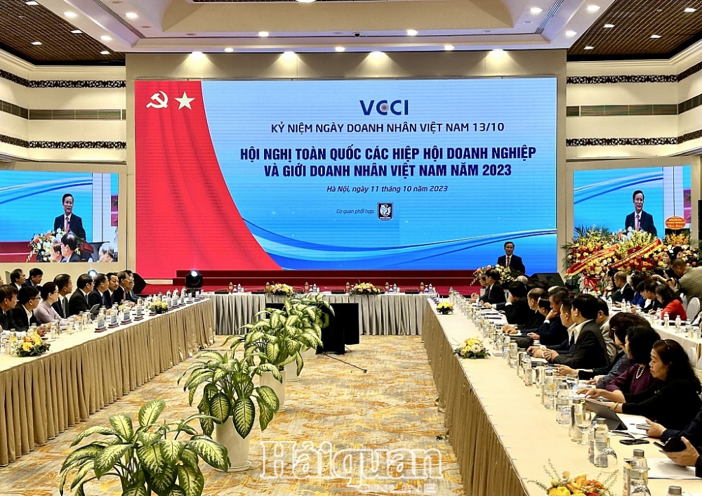 Chủ tịch VCCI Phạm Tấn Công phát biểu tại hội nghị. Ảnh: HD