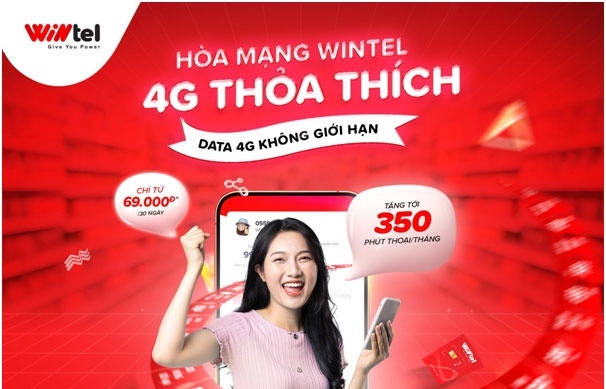 Wintel tung bộ 3 gói cước mới không giới hạn data 4G