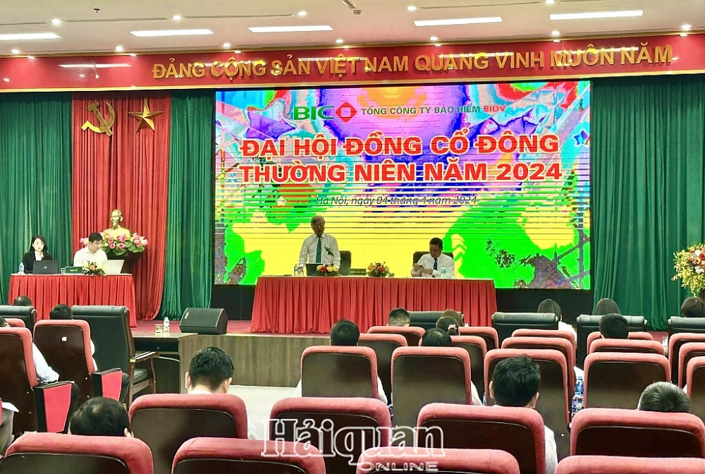 ông Trần Xuân Hoàng, Chủ tịch HĐQT BIC phát biểu tại ĐHĐCĐ. Ảnh: HD