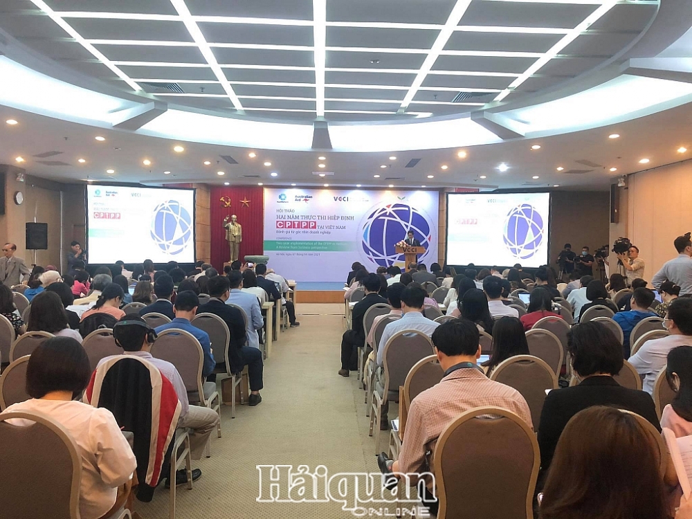 hội thảo công bố Báo cáo “Việt Nam sau 02 năm thực thi CPTPP từ góc nhìn doanh nghiệp”. Ảnh: H.Diu