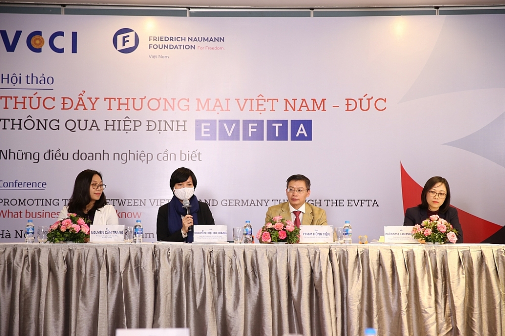 hội thảo trực tuyến “Thúc đẩy thương mại Việt Nam - Đức thông qua Hiệp định EVFTA - Những điều doanh nghiệp cần biết”.
