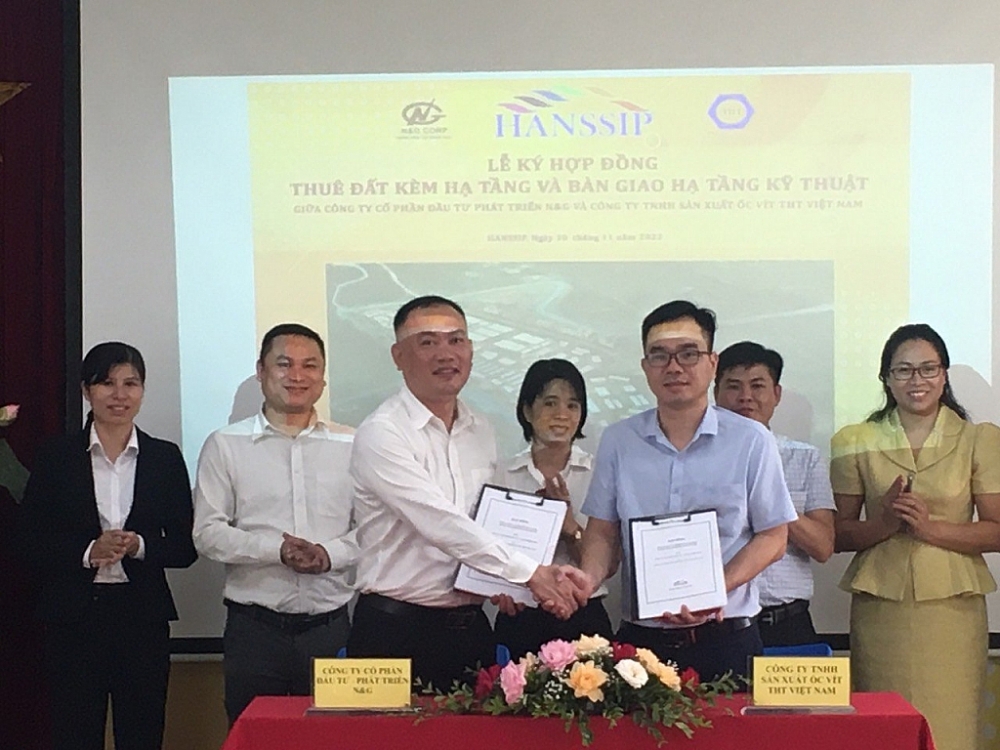 Công ty TNHH Sản xuất ốc vít THT Việt Nam ký kết hợp đồng thuê đất và chuyển giao công nghệ.